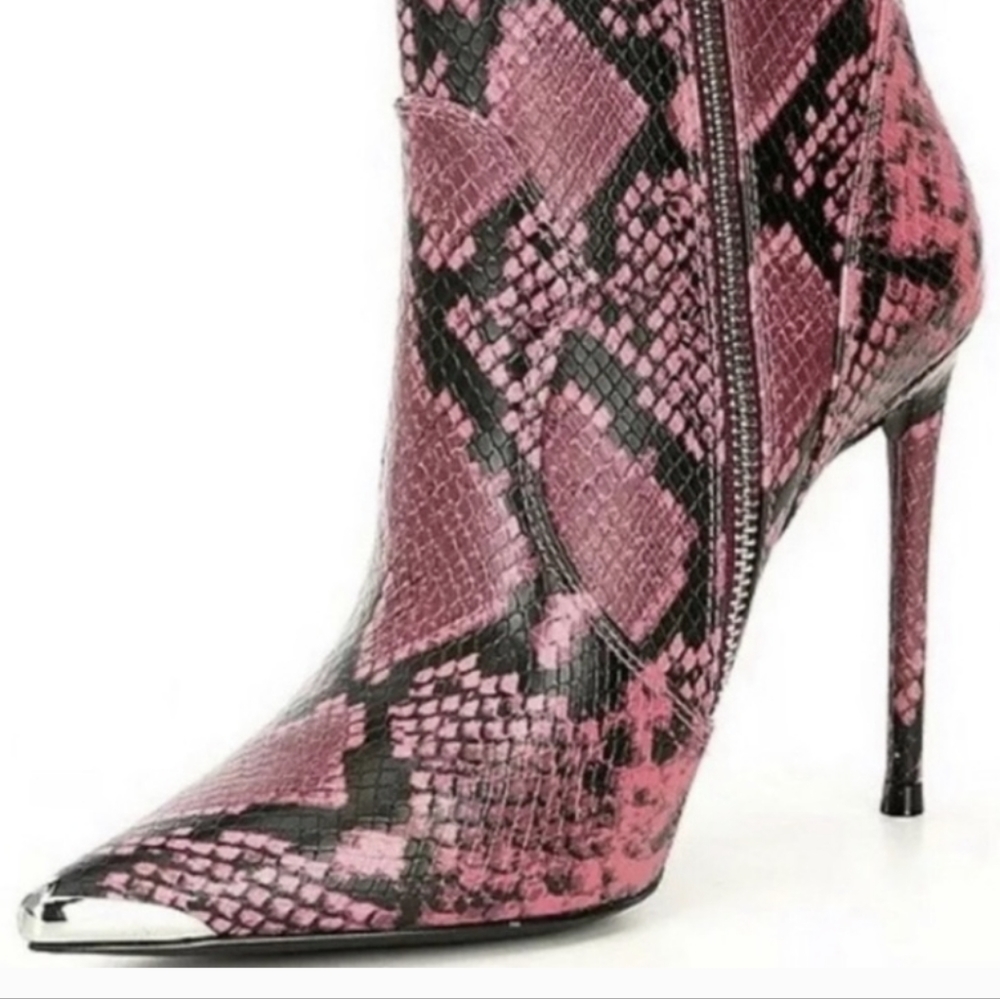 Winnie Harlow for Steve Madden Pink Snakeskin boots